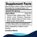 Supplement facts label with ingredient list on a white background
