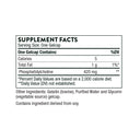 Supplement facts label for a gelcap product on a white background