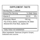 Supplement facts label with detailed ingredient list on a white background