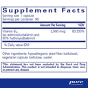 Supplement facts label for Vitamin B12 capsules with serving size, servings per container, and ingredient list.