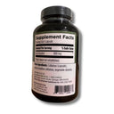 A dark amber supplement bottle with a black ribbed cap, showing the Supplement Facts label on a white background.