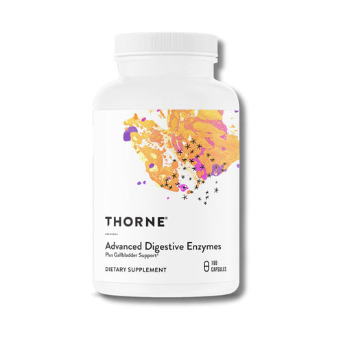 Thorne Advanced Digestive Enzymes supplement bottle on a white background