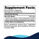 Supplement facts label with detailed ingredient information on a white background
