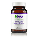 Bottle of Biote Nutraceutical Bacillus Coagulans dietary supplement on a white background