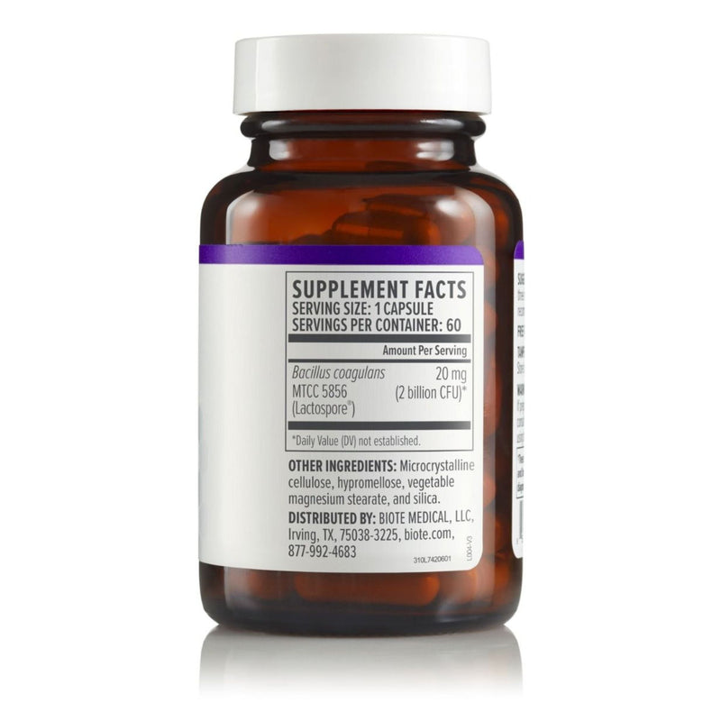 Brown supplement bottle with label on a white background