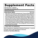 Supplement label with detailed ingredient list on a white background