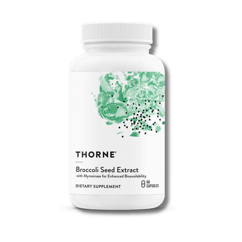 Thorne Broccoli Seed Extract dietary supplement bottle on a white background