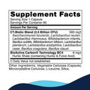 Supplement facts label with detailed ingredient list on a white background