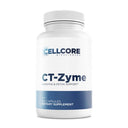 Supplement bottle labeled 'CT-Zyme' by Cellcore Biosciences on a white background