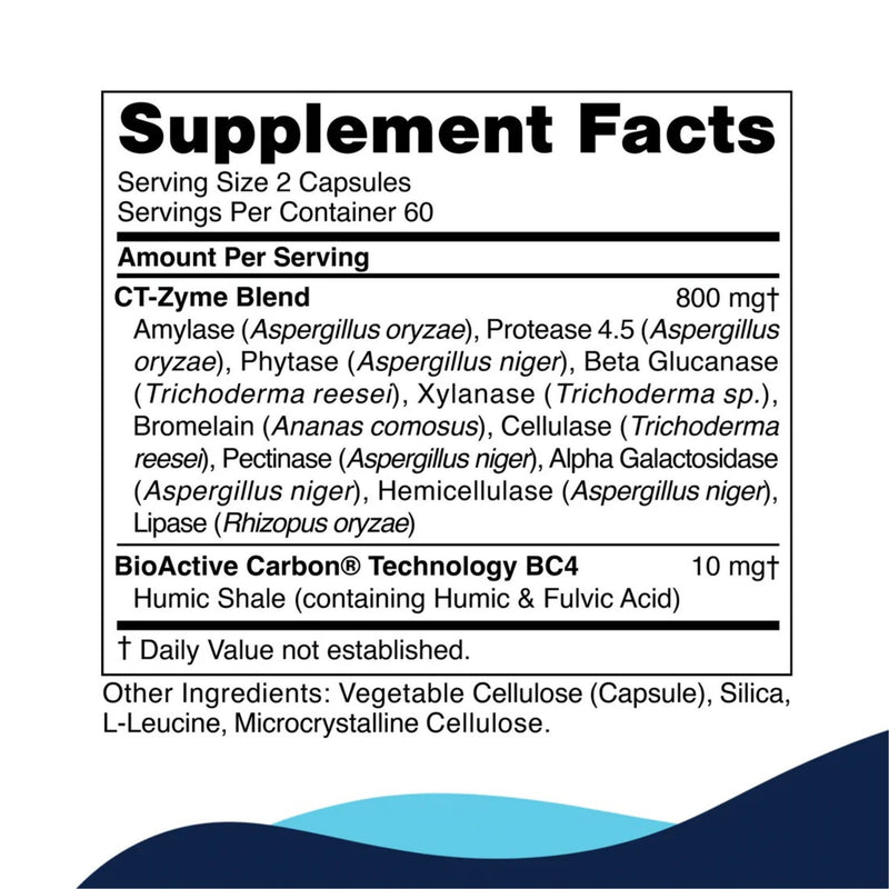 Supplement facts label with detailed ingredient list on a white background