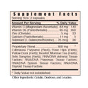 Supplement facts label with detailed ingredient list on a white background
