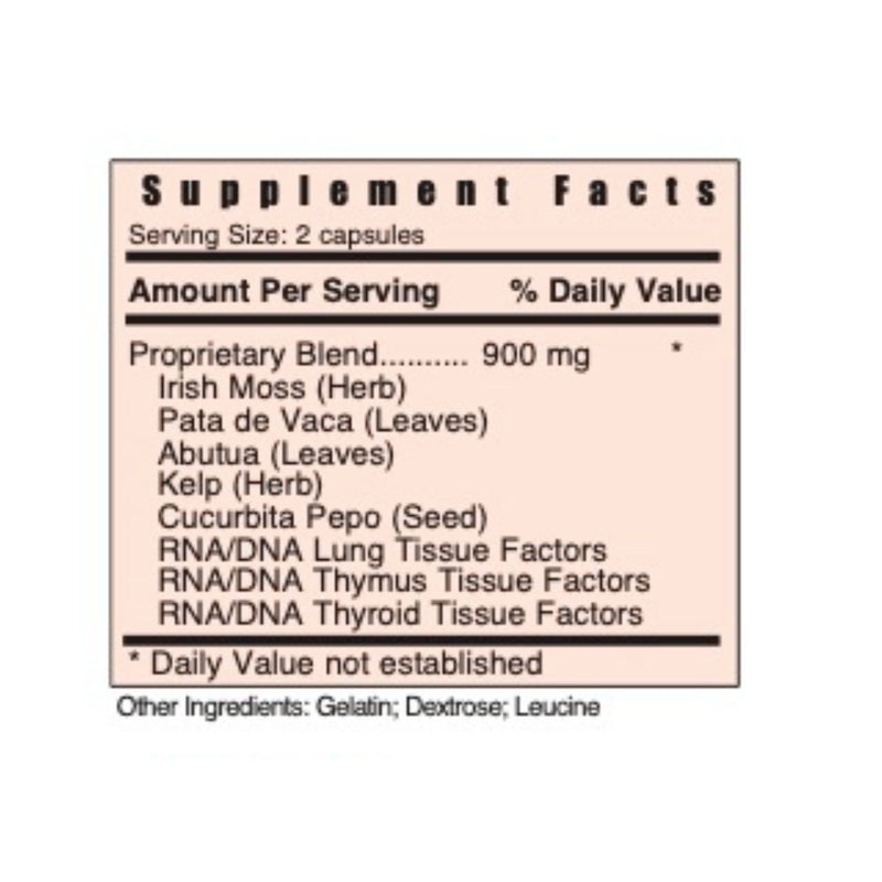 Supplement facts label with detailed ingredient list on a white background