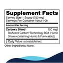 Supplement facts label with text about a carboxy blend supplement.