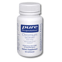 Supplement bottle labeled 'pure encapsulations Chromium picolinate' on a white background