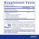 Supplement facts label for a product with Magtein and other ingredients on a white background.