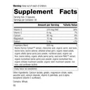 Supplement facts label with detailed nutritional information on a white background