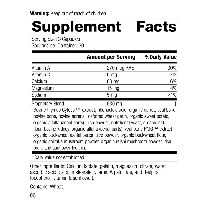 Supplement facts label with detailed nutritional information on a white background