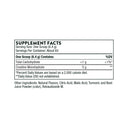 Supplement facts label with detailed ingredient list on a white background