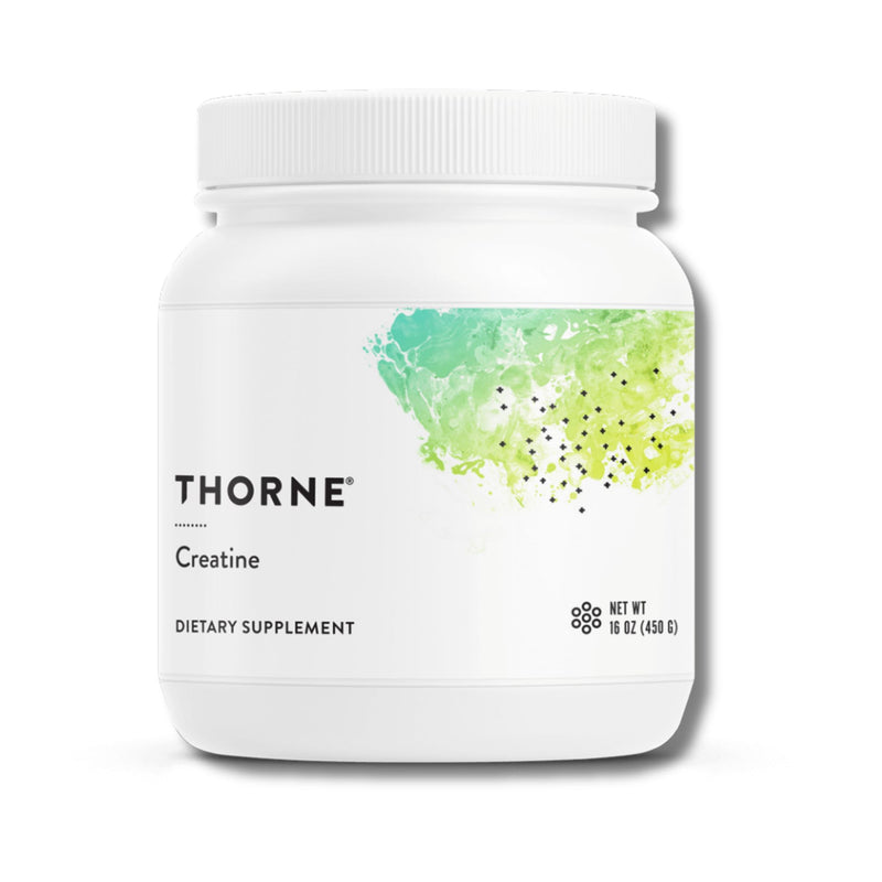 Thorne Creatine dietary supplement container on a white background