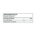 Supplement facts label for creatine monohydrate on a white background
