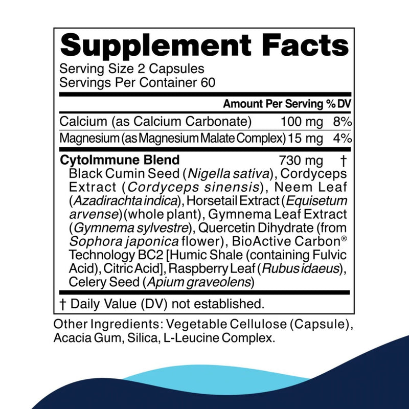 Supplement label with ingredients and nutritional information on a white background