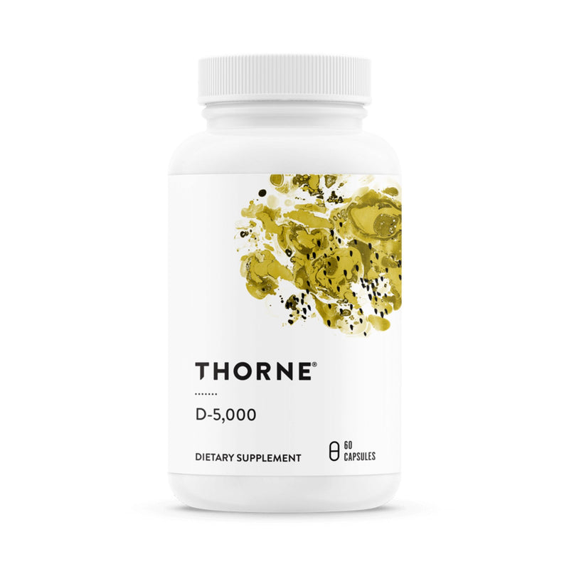Thorne D-1,000 dietary supplement bottle on a white background