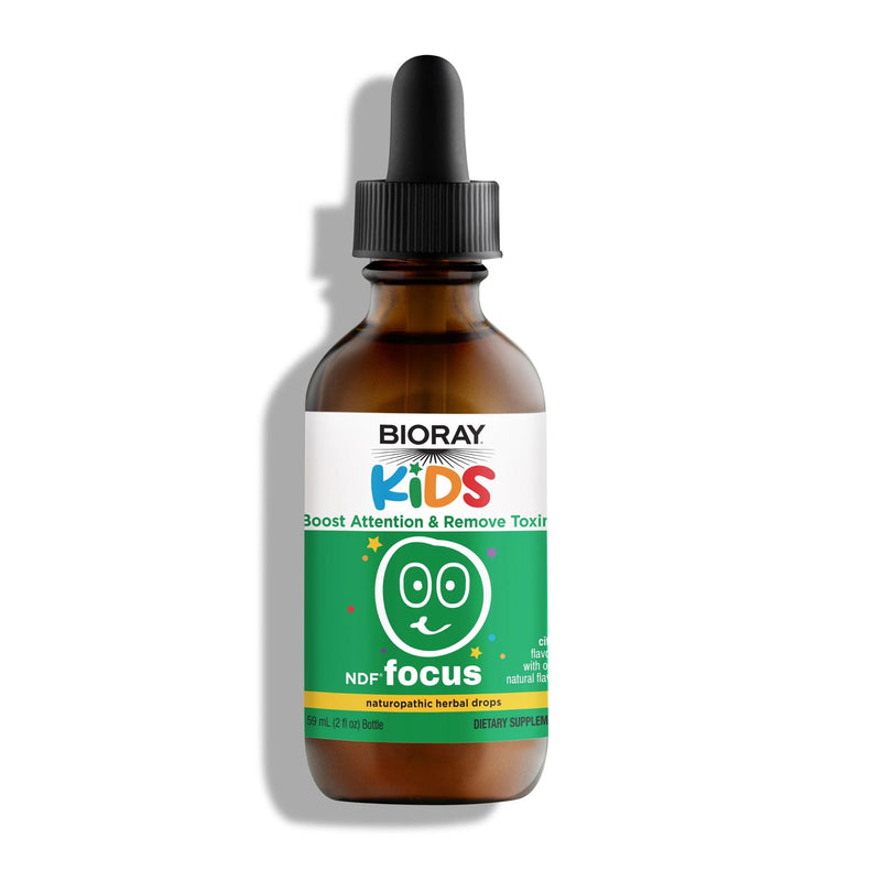 Bioray Kids NDF Focus supplement bottle on a white background