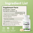 Supplement bottle with ingredient list on a green background