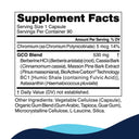 Supplement facts label with detailed ingredient list on a white background