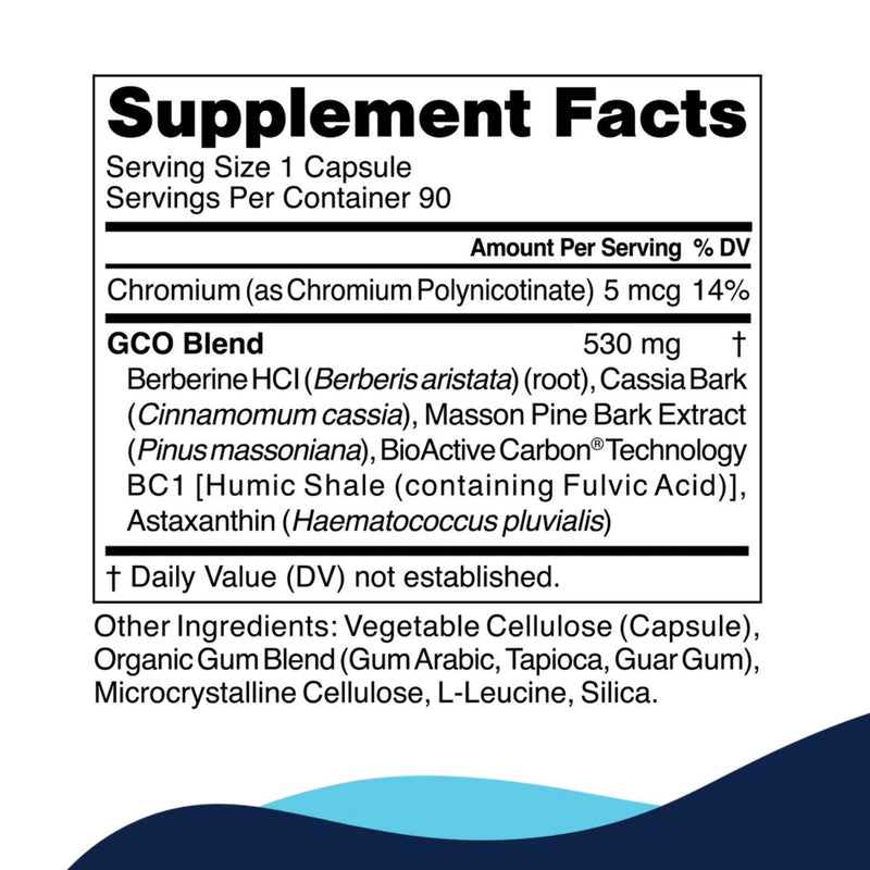 Supplement facts label with detailed ingredient list on a white background