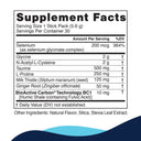 Supplement facts label with detailed nutritional information on a white background