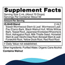 Supplement facts label with detailed ingredient list on a white background