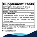 Supplement facts label with ingredients listed on a blue background