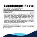 Supplement facts label with detailed ingredient list on a white background