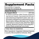Supplement facts label with detailed ingredient list on a white background