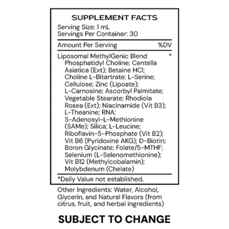 Supplement facts label with detailed ingredient list on a white background