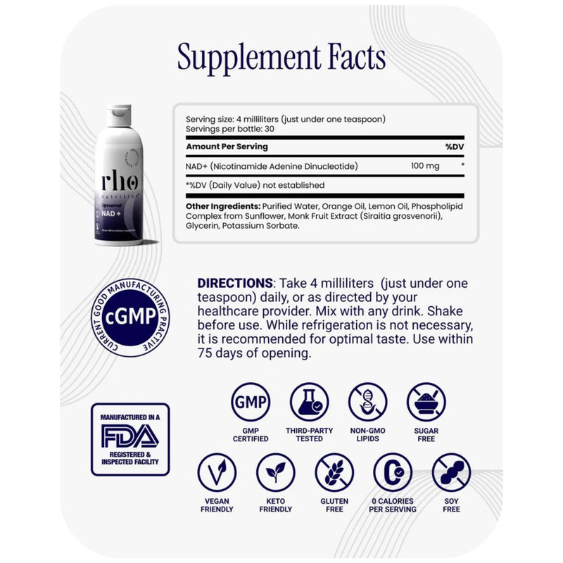 Supplement facts label for a bottle with various certification logos and directions.