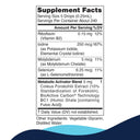 Supplement facts label with detailed nutritional information on a white background