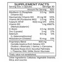 Supplement facts label with detailed nutritional information on a white background