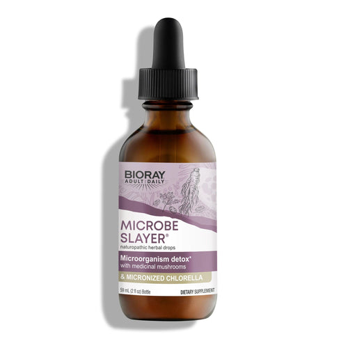 Bioray Microbe Slayer supplement bottle on a white background