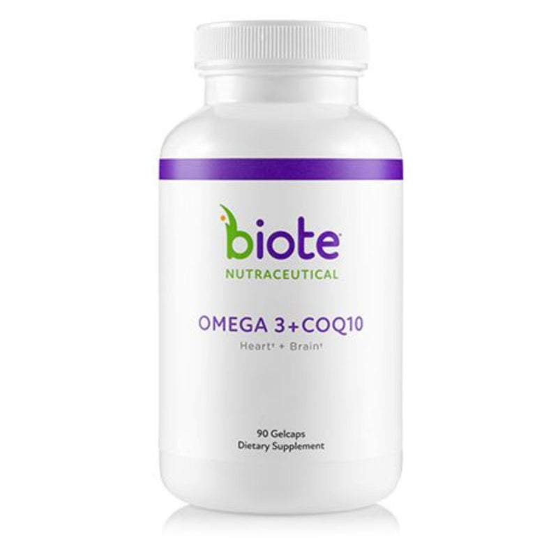 Biote Nutraceutical Omega 3+COQ10 supplement bottle on a white background