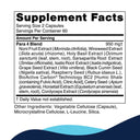 Supplement facts label with detailed ingredient list on a white background