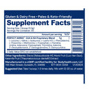 Blue Supplement label with 'Supplement Facts' section on a white background
