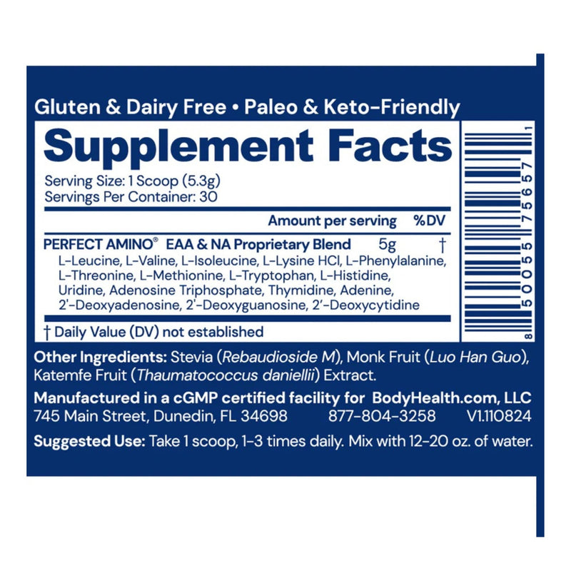Blue Supplement label with 'Supplement Facts' section on a white background