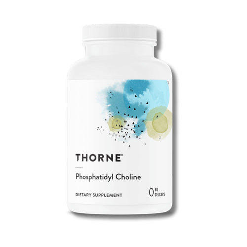 Thorne Phosphatidyl Choline dietary supplement bottle on a white background