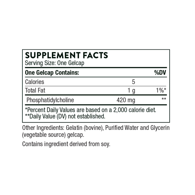 Supplement facts label for a gelcap product on a white background