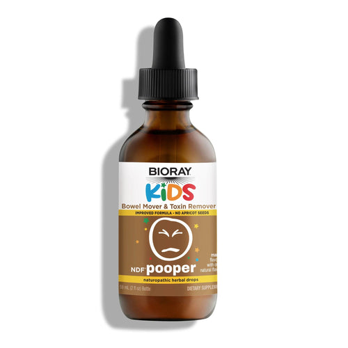 Bioray Kids NDF Pooper bottle with dropper on a white background