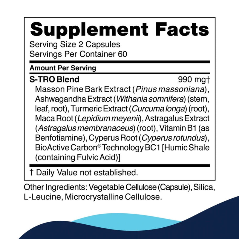 Supplement facts label with detailed ingredient list on a white background