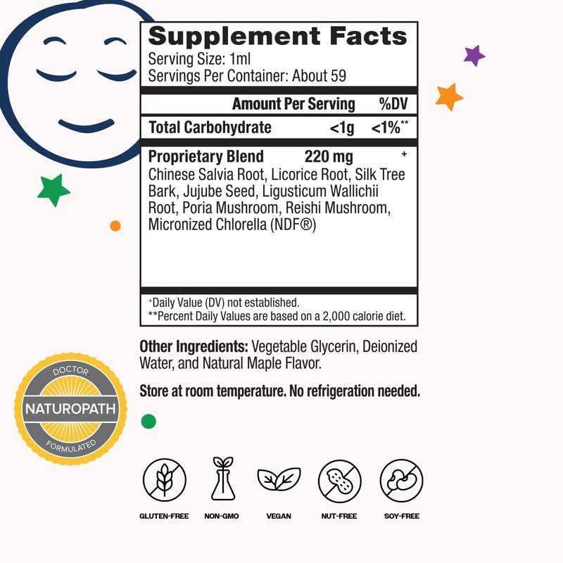 Supplement facts label with ingredients and branding on a white background
