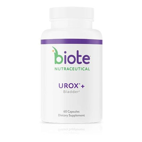 Biote Nutraceutical UROX+ dietary supplement bottle on a white background
